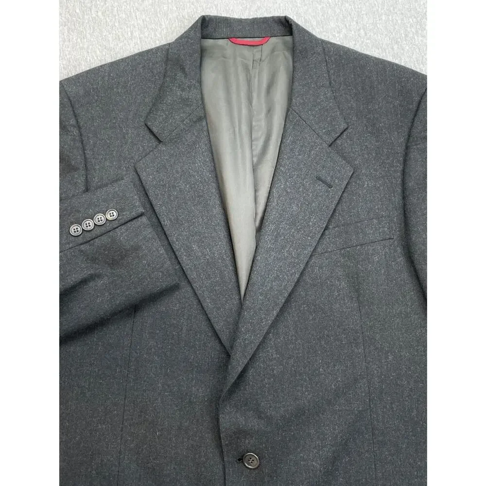 Jos A Bank Blazer Mens 44L Gray 100% Wool 2 Button Single Breasted Made In USA